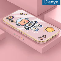 เคส Dienya สำหรับ Xiaomi MI 9เคสการ์ตูนหมีพื้นที่สี่เหลี่ยมใหม่พื้นผิวกรอบชุบเคสซิลิกาเจลนิ่มกันกระแทกเคสมือถือรวมทุกฝาครอบป้องกันเลนส์กล้องถ่ายรูป