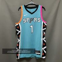 【High Quality】Mens 2022-23 New Original NBA San Antonio Spurs #1 Victor Wembanyama Jersey City Edition Green Swingman Heat-pressed