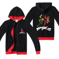 Miraculou Ladybugsเด็กซิปเสื้อแขนยาวHooded Coatเสื้อฤดูใบไม้ผลิฤดูใบไม้ร่วงพิมพ์การ์ตูนรูปแบบเสื้อC1753เสื้อผ้าเด็กใส่ลำลองสำหรับฤดูใบไม้ร่วงฤดูหนาวหลวมเสื้อคาร์ดิแกนกีฬา