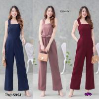 [Ead Shop]  จั้มสูทสายเดี่ยวขายาวผูกเอว One-shoulder jumpsuit with waist tie