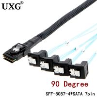 SAS sata Mini SAS SFF-8087 36P to 90 Degree Angle SATA 7P Cable Mini SAS Male To 4 SATA 7P Female Cable 12Gbps Disk Sata Cabo