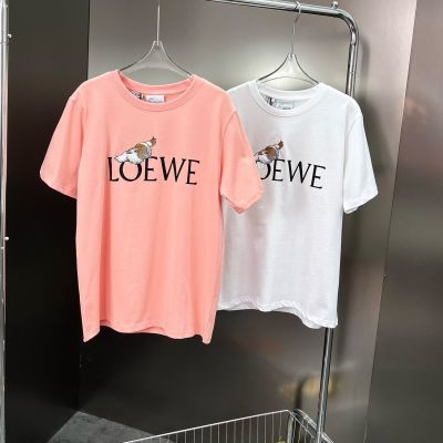 ❇ติดขัด Loeweตะเภาเฮฟวี่เวทแท้เสื้อยืดแขนแขนสั้นคอกลมปักลายลูกสุนัข23SS ผู้ชายและผู้หญิงสไตล์เดียวกัน