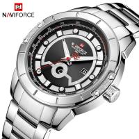 NAVIFORCE แบรนด์หรูชั้นนำนาฬิกาบุรุษแฟชั่นผู้ชายเหล็กทั้งหมดกีฬาควอตซ์นาฬิกาวันที่สัปดาห์นาฬิกาลำลองทหารกันน้ำนาฬิกาข้อมือสำหรับผู้ชาย