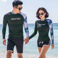 Rash Guard ชุดแขนยาว2ชิ้นสำหรับผู้ชายและผู้หญิง,ชุดเล่นเซิร์ฟอาบน้ำชุดว่ายน้ำคู่สีดำชุด Rashguard Wetsuits ขายดี