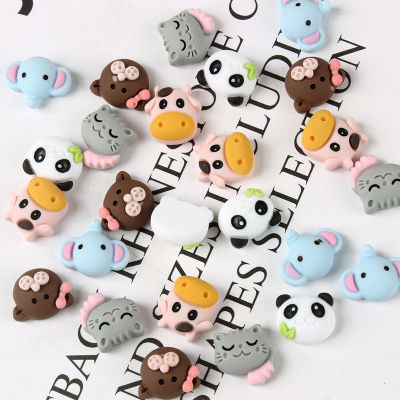Resin Color Mixing Cartoon Animal Head Jewelry Flat Back Nail Accessories DIY Lovely Hairpin Jewelry Nail Art Decor Decoration
