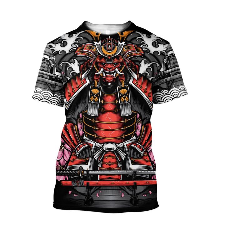 summer-sublimate-t-shirt-samurai-mask-tattoo-3d-printing-men-casual-short-sleeve-shirts-unisex-street-tops