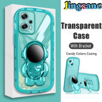 Jingsanc นักบินอวกาศยืนปลอกสำหรับ Xiaomi POCO X4 GT โทรศัพท์กรณีผู้ถือซิลิโคนอ่อนนุ่มล้าง TPU รวมทุกอย่างเลนส์ลูกอมสีแฟชั่นคู่ปกหลัง