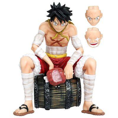 ของเล่นเด็กตลาด19Cm ชิ้นเดียว BT Luffy ตุ๊กตาขยับแขนขาได้การ์ตูนอะนิเมะถังใส่ไวน์ท่านั่งพีวีซีโมเดลของเล่นของตกแต่งของขวัญเด็ก