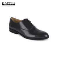 DAPPER รองเท้าหนังแบบผูกเชือก Hi-Shine Cap-Toe Oxford Shoes สีดำ