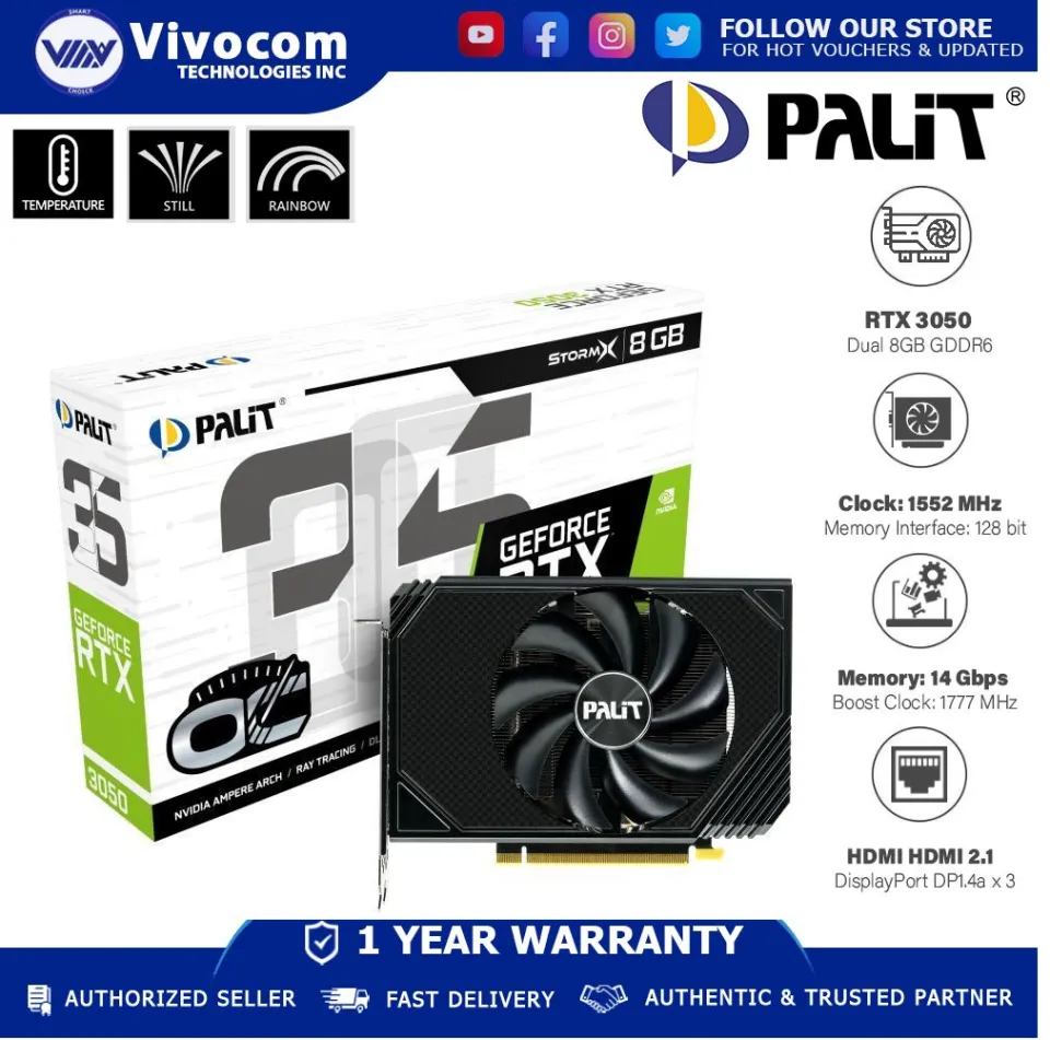 PALIT RTX3050 STORMX 8GB GDDR6 128bit PCI-E 4.0 Graphic Card