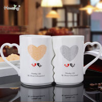 OUSSIRRO 2PcsSet Couple Cup Ceramic Kiss Mug Valentines Day Wedding Birthday Gift