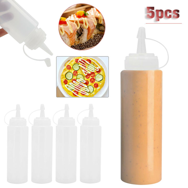 1/3/5Pcs Ketchup Squeeze Bottles Squeezy Sauce Bottle Mayo Oil