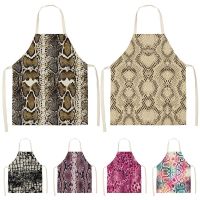 Snake Pattern Printed Sleeveless Aprons Color Cotton Linen Kitchen Women Pinafore Baking Waist Bib    WQL0156