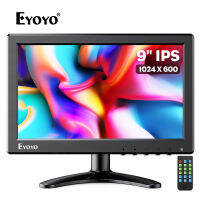 Eyoyo จอภาพขนาดเล็ก9นิ้ว,1024X600 16:9 IPS มอนิเตอร์ IPS FPV รองรับ HDMI/VGA/AV/BNC อินพุตพร้อมรีโมทคอนโทรลและชุดกลองแบบพับได้กล้องนิรภัยสำหรับคอมพิวเตอร์ราสเบอร์รี่พายกล้องวงจรปิดรถ