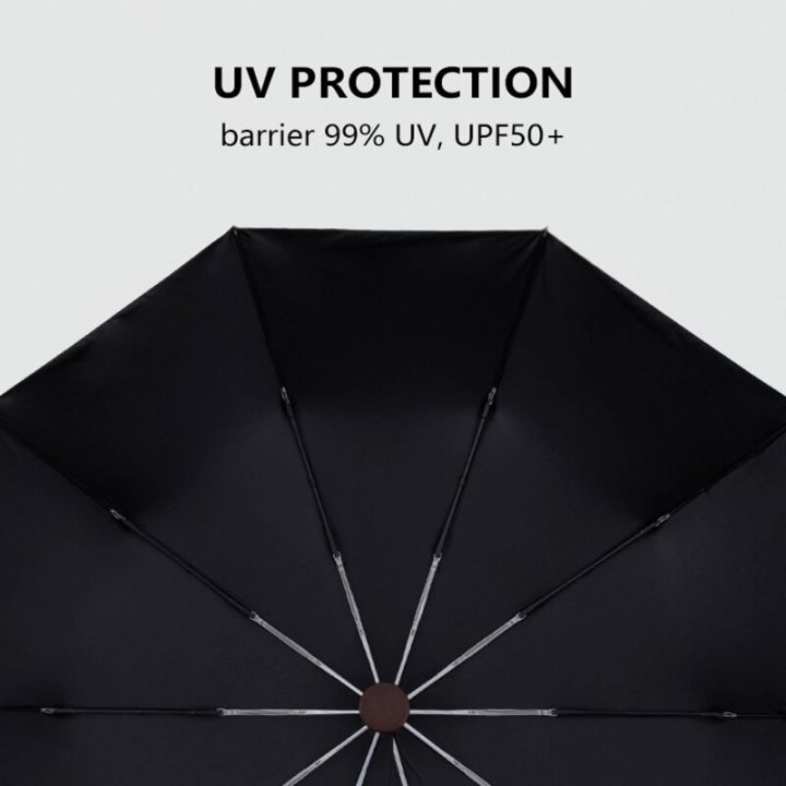 ร่มชูชีพร่มอัตโนมัตินักธุรกิจผู้ชาย10ซี่โครงด้ามไม้ร่มกันแดดกอล์ฟร่มป้องกัน-uv-ร่มกันแดด-payung-bening-upf50