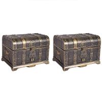 2X Pirate Treasure Chest Treasure Chest Keepsake Jewelry Box Plastic Toy Treasure Boxes Party Decor Large Size Bronze