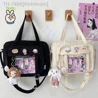 ❁ jfmkfmdm Japonês colegial meninas crossbody sacos de nylon saco livro transparente itabag mulheres bolsas jk segundo elemento bolsa ombro