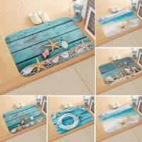 {Sea of Stars} Sea Ocean พรมเช็ดเท้า Beach ลายปลาดาว Anti Slip Door Mat พรมพรมเช็ดเท้า Flannel ห้องครัวกลางแจ้งห้องนั่งเล่นพรมปูพื้น Rug