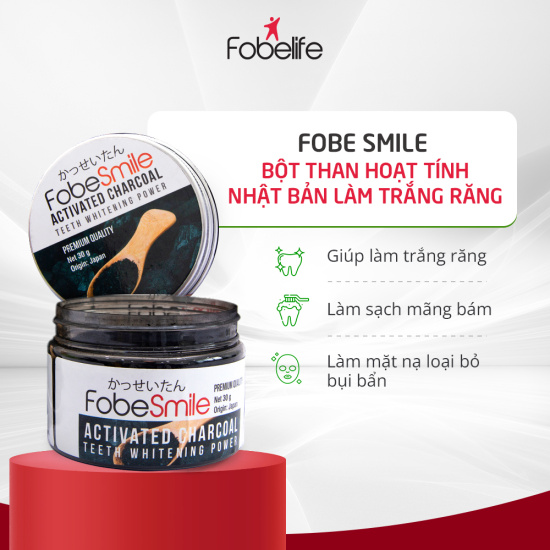 Bột trắng răng than hoạt tính nhật bản fobe smile - ảnh sản phẩm 1