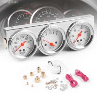 ☏◆◆ 2 quot; Chrome Panel Oil Pressure Water Temp Volt gauge Meter Triple Auto Gauge Set with White Face TT101373