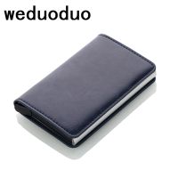 Antitheft Rfid Blocking Wallet Metal Credit Card Holder Automatic Elastic Vintage Aluminum Wallet PU Leather rfidwallet Card Holders