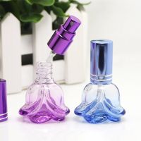 1PC 6ml Colorful Rose Shaped Empty Glass Perfume Bottle Small Sample Portable Parfume Refillable Scent Sprayer Bottle Empty Perf