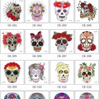 Skull Temporary Tattoo Stickers Waterproof Environmental Water Transfer Fake Tattoo Face Arm Body Art Party Tattoo Sticker Decal