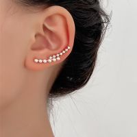 [COD] European and ins pearl ear clips without pierced ears fashion light luxury niche design micro-inlaid zircon curved hooks