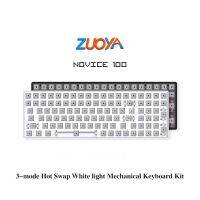 ZUOYA ชุดคีย์บอร์ดแบบกลไกไฟสีขาวสลับร้อนได้3โหมด68/84/100Key 2.4กิกะเฮิร์ตซ์บลูทูธไร้สายรองรับ3/5หมุดสลับ