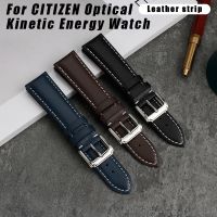 ﹍▦✙ Leather Watchband For CITIZEN Blue Angel Men Radio Wave Watch AT8020-54L/8020-03L/JY8078 curved end Genuine Bracelet Strap 22mm