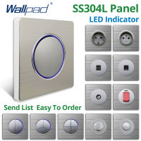 Wallpad 1 2 3 4แก๊งสวิตช์ไฟผนังแผงสแตนเลสวงกลมขนาดใหญ่ไฟ LED แสดงสถานะพอร์ตชาร์จ USB สหภาพยุโรปสหราชอาณาจักรซ็อกเก็ต