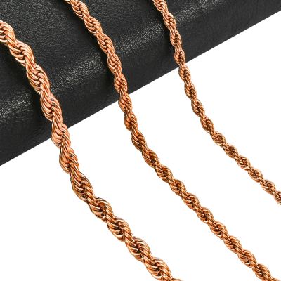 【CW】Stainless Steel Twist Rope Chains Men Women Rose Gold Color Plated Necklace No Fade High Quality Jewelry Gifts 2/3/4/5/6mm