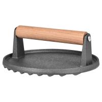 Grill Press Cast Iron Bacon Press for Griddle Heavy Duty Burger Press with Wooden Handle Kitchen Griddle Accessories for Flat Top Teppanyaki Skillet Indoor Outdoor good