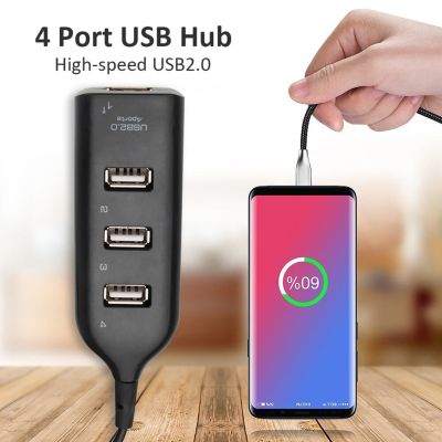 ตัวขยายอะแดปเตอร์แปลงไฟพร้อมฮับที่พ้วง USB แยก USB 4พอร์ต USB อเนกประสงค์2.0ฮับ USB สำหรับพีซีแล็ปท็อปเดสก์ท็อปอุปกรณ์คอมพิวเตอร์