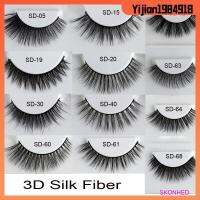 YIJIAN1984918 SKONHED 3 Pairs แฟชั่นของผู้หญิง ยุ่งเหยิง ไม้กางเขนหนา แต่งหน้าแบบธรรมชาติ เครื่องมือขยาย ใยไหม 3 มิติ ขนตาปลอม