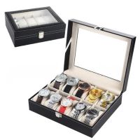 6/10/12/20 Window Organizer Box Slots PU Leather Grids Quartz Wrist Watches Storage Box Jewelry Display Case Storage Holder