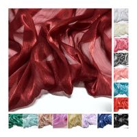 3/5/10m Plain Shiny Silver Organza Fabric Solid Color Transparent Light Thin Material Designer Fabric For Sewing Clothes