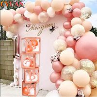 【Affordable variety of balloons】 Rose Gold โปร่งใสชื่อเด็กบอลลูนกล่อง Baby Shower Girl Boy ตกแต่ง First 1st 2nd 3rd Birthday Party ตกแต่ง Kids