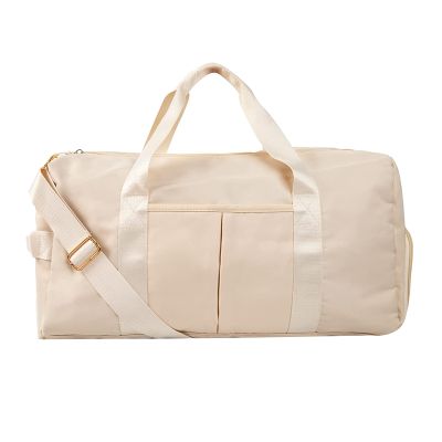 1 PCS Gym Bag for Women and Men Travel Bag with Wet Pocket and Shoe Compartment Beige