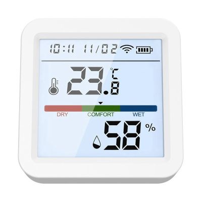 Wifi Humidity Sensor Humidity Sensor Backlighting Screen App Control Temperature Alarm Sensor with Clock Function for Home