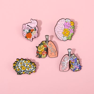 【YF】 Flowers Organs Enamel Pins Uterus Lungs Blossoms Brooches Lapel Badges Feminism Jewelry Gifts Wholesale