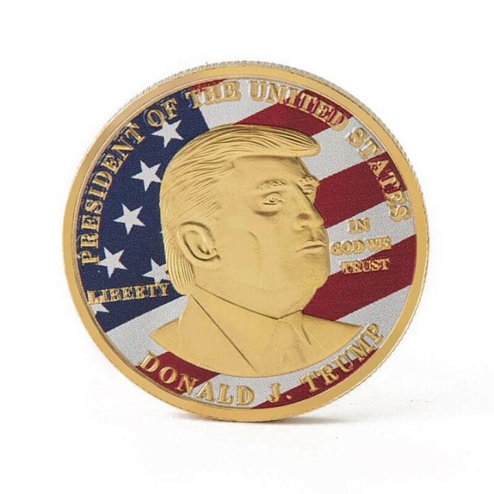 ไม่มีกำไรธงสหรัฐอเมริกาประธานาธิบดีโดนัลด์ทรัมป์ที่45เปิดตัวคอลเลกชันเหรียญที่ระลึกเงินทอง