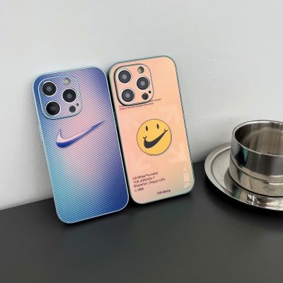 เคสโทรศัพท์ iphone มัส Matte Luminous Tide Brand Jordan AJ Basketball Smiley Face Apple 14promax Phone Case iPhone13 Applicable 12pm