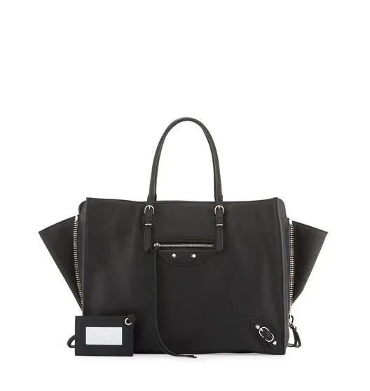 Balenciaga Papier Zip-Around B4 Leather Satchel Tote Bag (Black-Calfskin)