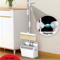 Magic Broom and Dustpan Set Soft Hair Floor Cleaning Broom Stainless Household Magnetic Handle Windproof Dustpan Crumb Collector