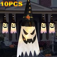 New Halloween Decorative Hat Colorful LED Glowing Witch Hat Halloween Venue Layout Props Skirts Wizardry Hat Ghost Pendant