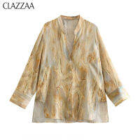 CLAZZAA เสื้อเชิ้ตแขนยาวมัดย้อมสำหรับผู้หญิง,เสื้อโบฮีเมียนสตรีทแบบลำลองสำหรับแฟชั่นสำหรับผู้หญิง