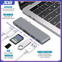 JDB Dual USB ประเภท C ศูนย์กลางสำหรับ MacBook Pro 6 In 1 USB C แท่นวางมือถืออะแดปเตอร์ฮับต่อพ่วงสนับสนุน2 USB 3.0พอร์ต SD / TF Card