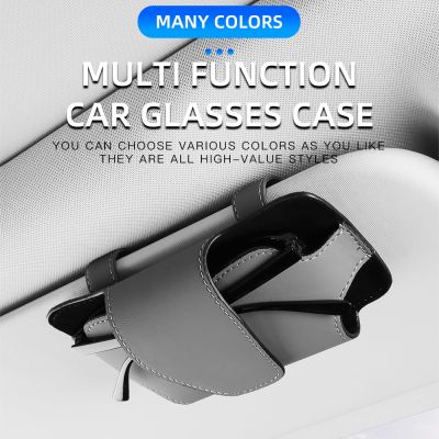 dfthrghd Car Napa Leather Glasses Case Auto Sun Visor Glasses Holder Sunglasses Clip Card Holder Eyeglasses Car Interior Accessories