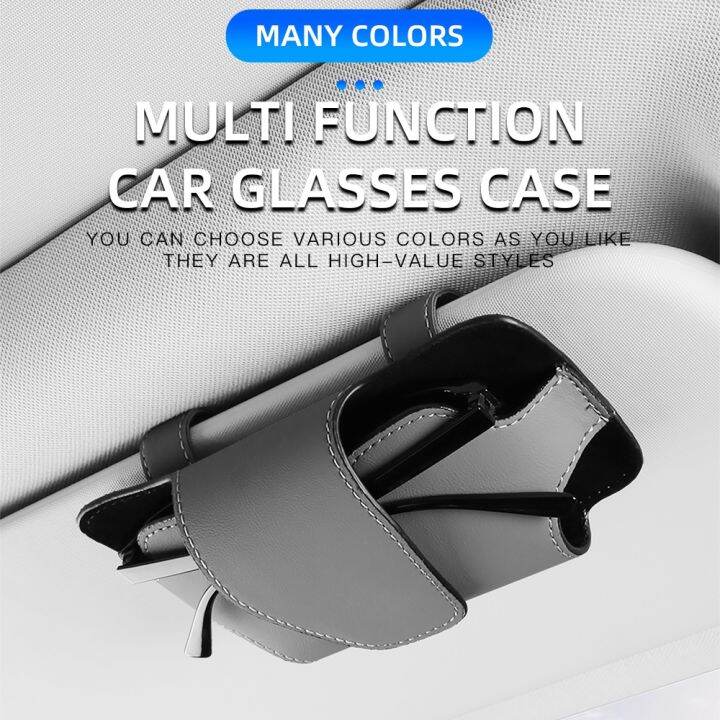 dfthrghd-car-napa-leather-glasses-case-auto-sun-visor-glasses-holder-sunglasses-clip-card-holder-eyeglasses-car-interior-accessories